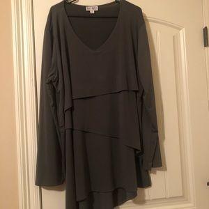 Olive colored layered shark bit top